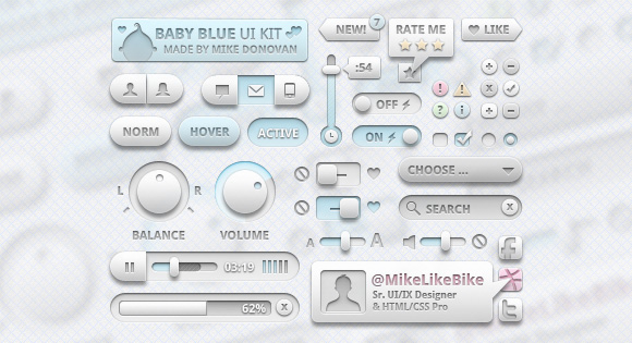 Freebie: Baby Blue UI Kit by Michael Donovan