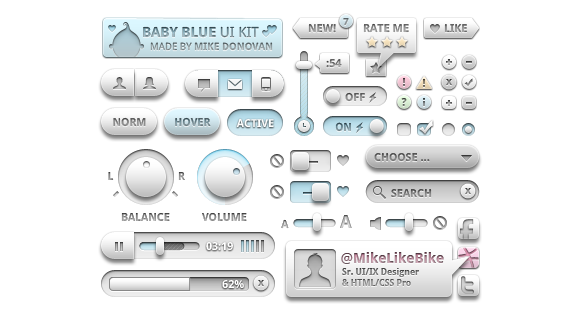 Freebie: Baby Blue UI Kit by Michael Donovan Preview