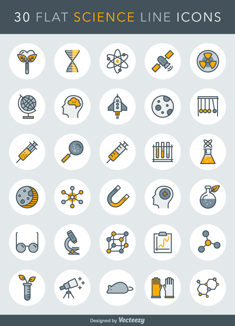 flat-science-line-icons-vector
