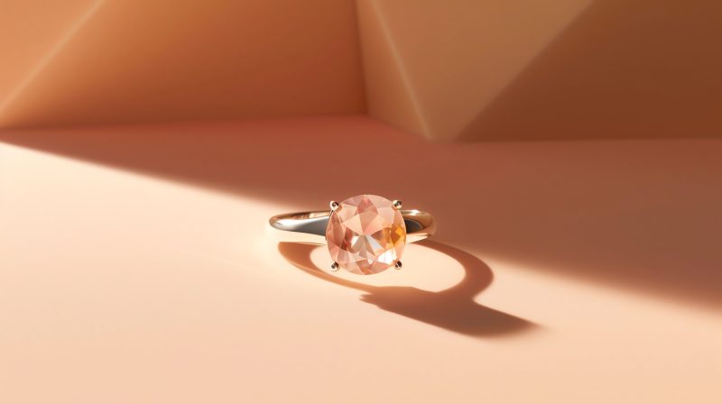 a piece of fine jewellery, rays of sunlight, pastel colors, professional photography, minimal background