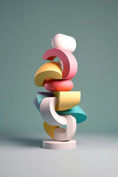 conceptual minimalist sculpture, pastel color theme, rendered in cinema4d