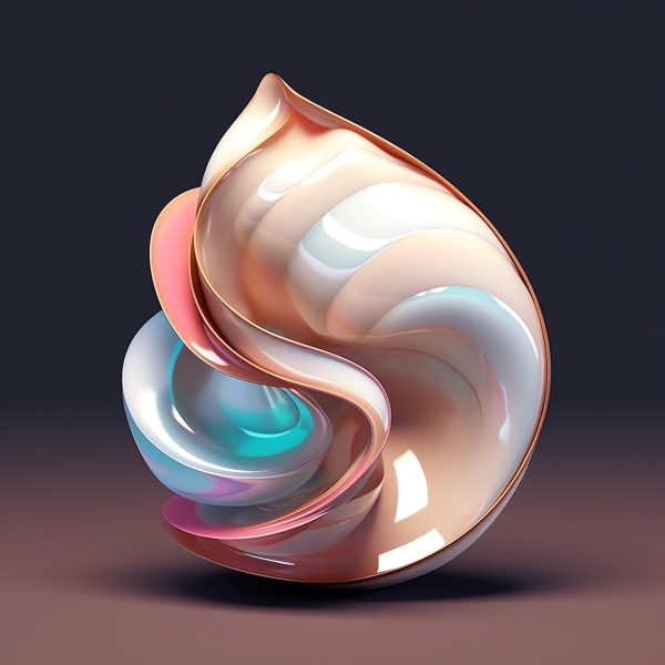 interesting 3D shape, pearl color, C4D, studio lighting, oc rendering