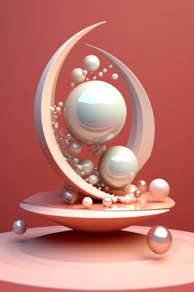 interesting surreal looking 3D shape, pearl color, C4D, studio lighting, oc rendering