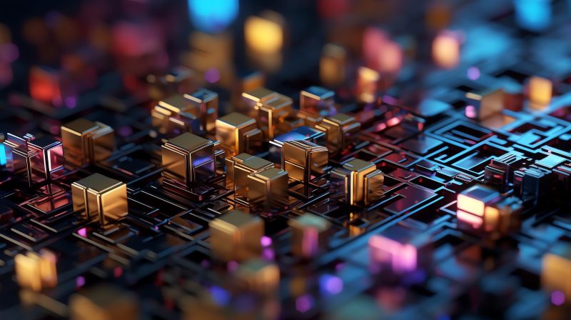 macro photography of 3D shapes, metal paint, shiny and colorful, glitter, circuits, black background, depth of field, 3d render, ultra-realistic, smooth, cinematic