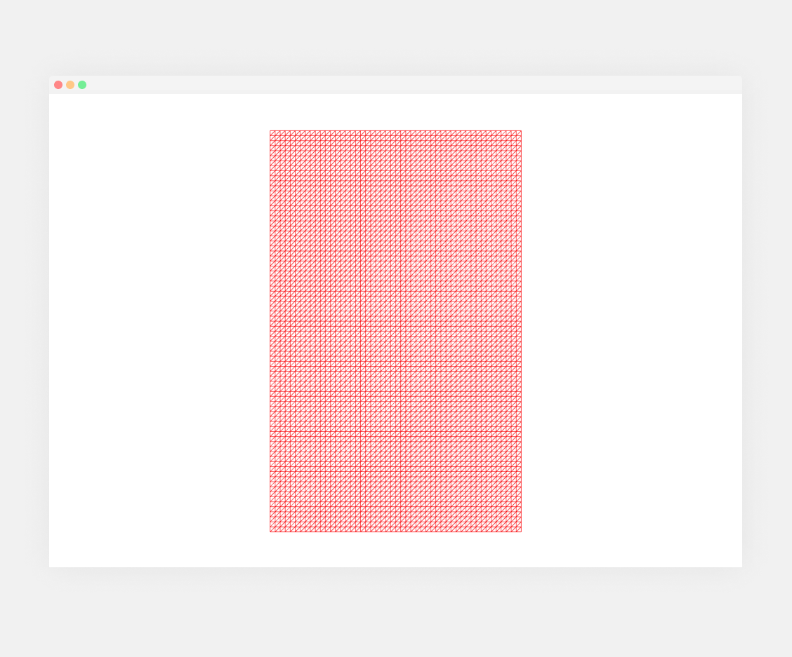 a grid made of multiple lined red squares (wireframing)