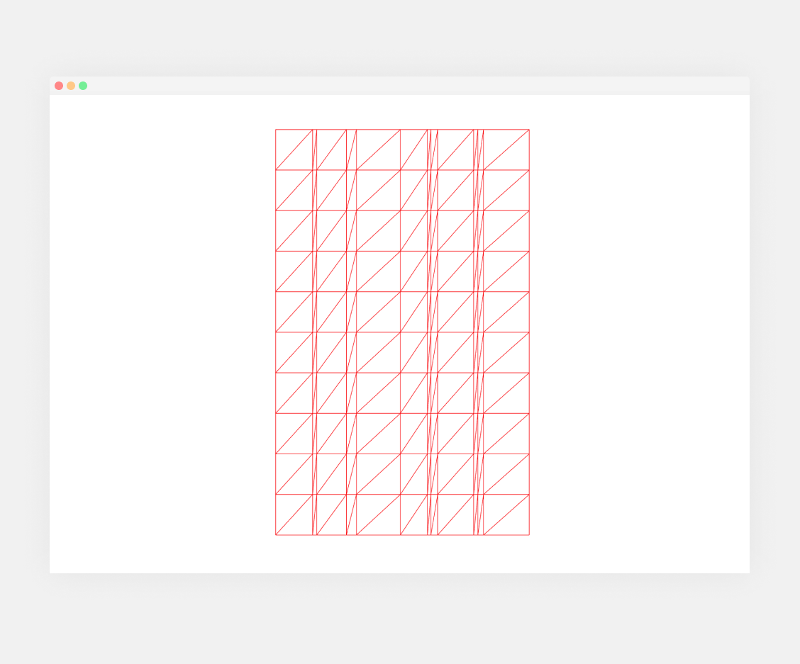 a grid made of multiple lined red squares with different widths with slightly more variation.