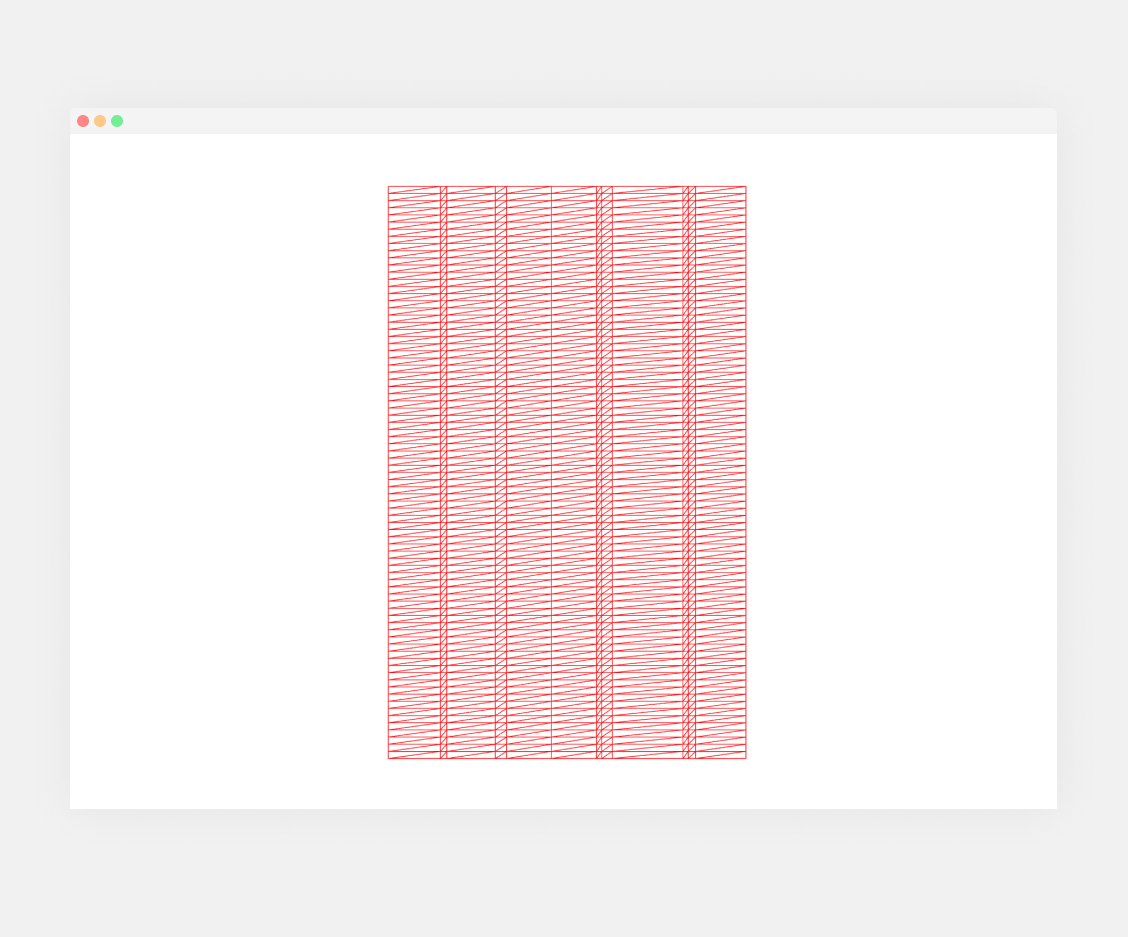 a grid made of multiple lined red rectangles with different widths with slightly more variation.