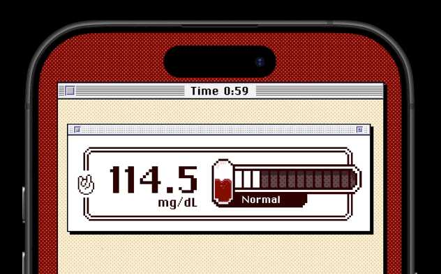 animated gif of the different status messages of the blood sugar meter.